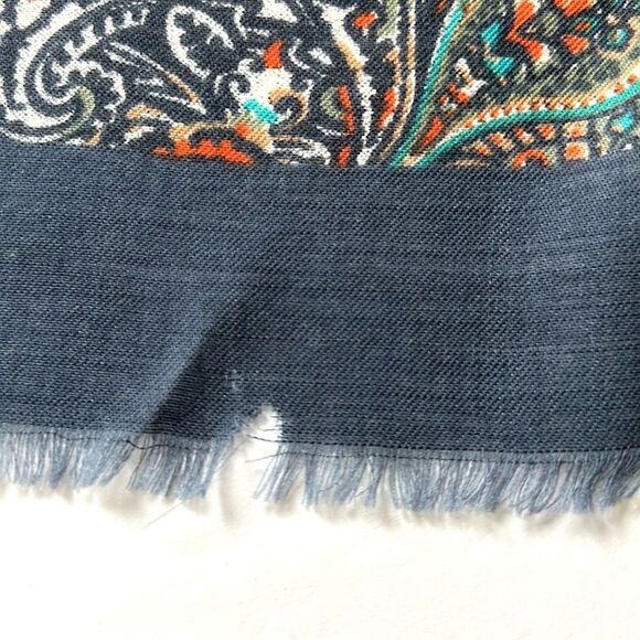Vintage Ray Strauss Large Wool Square Scarf Shawl Gray Paisley Floral Italy - Picture 13 of 13
